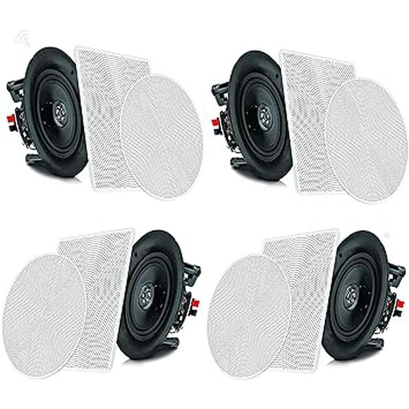 Pyle 6.5” 4 Bluetooth Flush Mount In-wall In-ceiling 2-Way Speaker System Quick Connections Changeable Round/Square Grill Polypropylene Cone & Tweeter Stereo Sound 4 Ch Amplifier 200 Watt (PDICBT266)