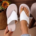 thumbnail image 4 of Yyuenw Thick Sole Thong Flip Flops Women PU Open Toe Summer Beach Casual Outdoor Walking Shoes, 4 of 9