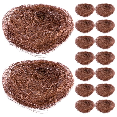 Luxshiny 16Pcs Fake Nest Bird Decorative Round Bird Nest for Crafting Easter Party