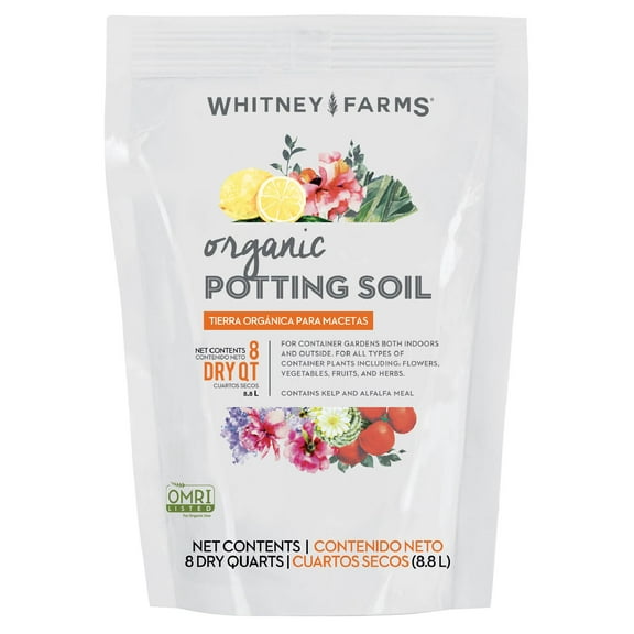Whitney Farms Organic Potting Soil for Container Gardens, 8 dry Qt.