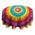 thumbnail image 4 of Colorful Rainbow Tie Dye Spiral Pattern Round Tablecloth 60"x60",Wrinkle Wipeable Table Cloth for Kitchen Dining Room Picnic Patio Party, 4 of 6