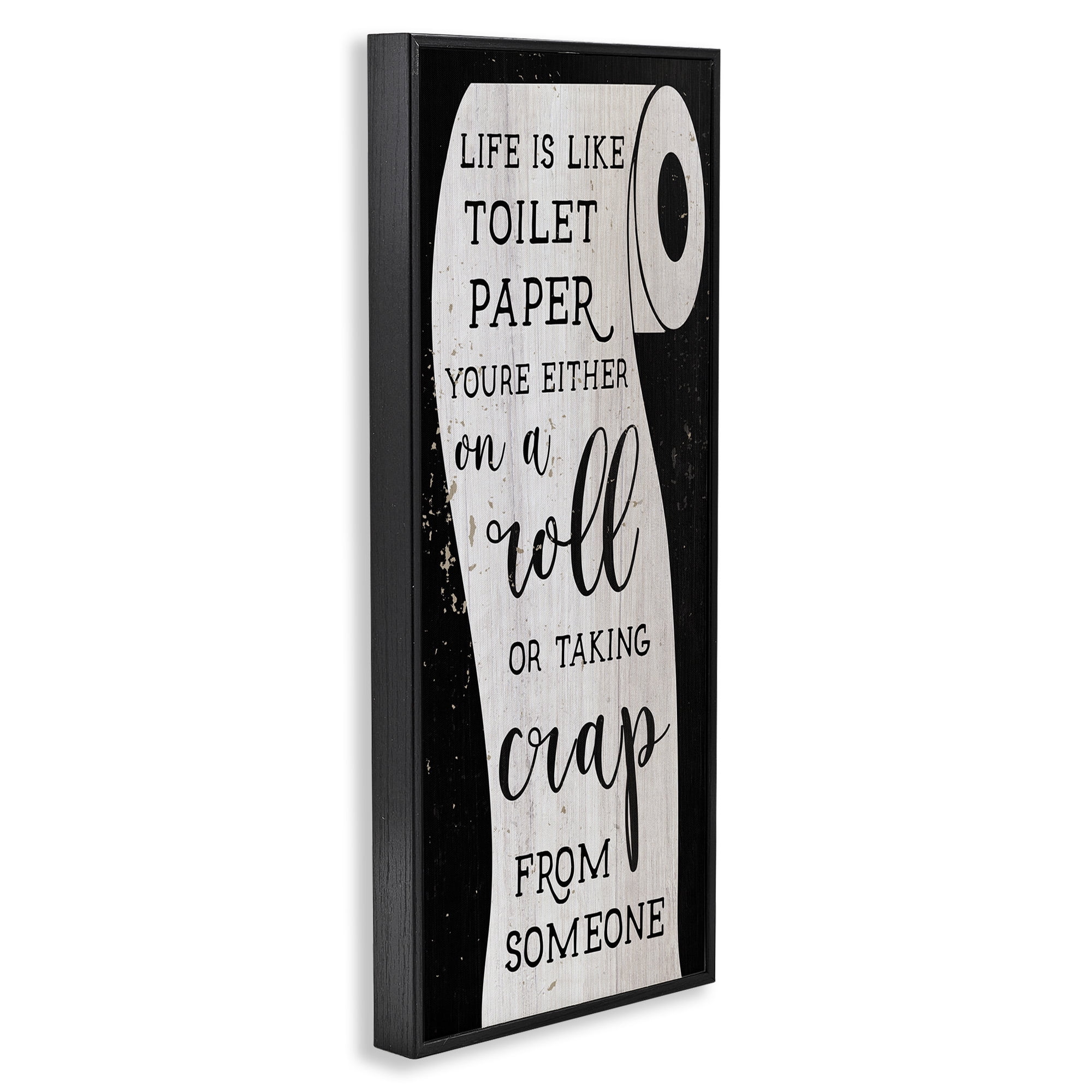 Stupell Industries Like Toilet Paper Funny Bathroom Typography Painting Black Framed Art Print Wall Art, 10 x 24