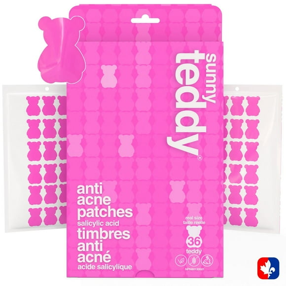 Sunny Teddy Pink Teddy Bears Pimple Patches – Hydrocolloid and Salicylic Acid Acne Patch, Pink teddybears, Cute & Gentle on Skin
