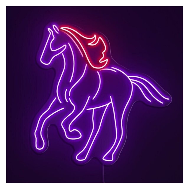 Letrero De Neón Con Caballos Al Galope, Ideal Para Decoración Tiendas Rústicas Brillo Ajustable 54cm