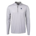 thumbnail image 2 of Men's Cutter & Buck Gray/White New York Yankees Virtue Eco Pique Micro Stripe Big & Tall Recycled Quarter-Zip Pullover, 2 of 3