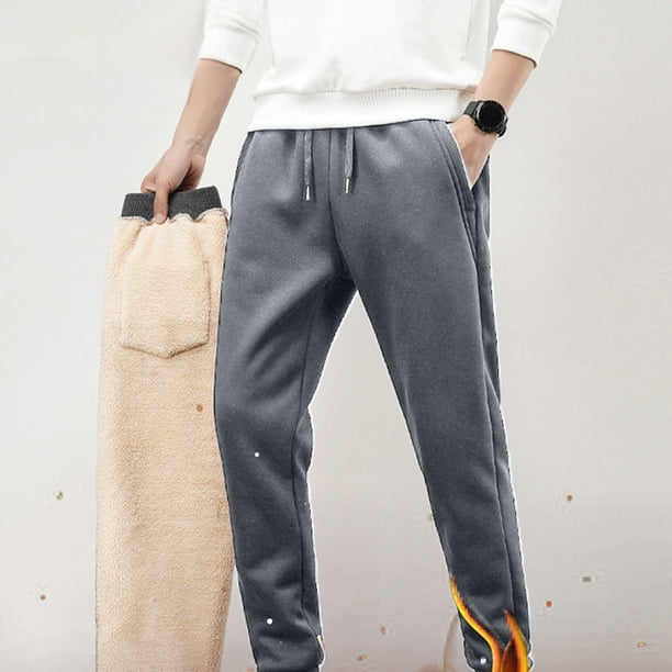 Pantalon de cachemira para hombre en invierno con cachemir y pantalon grueso y calido de algodon gris Walmart en linea