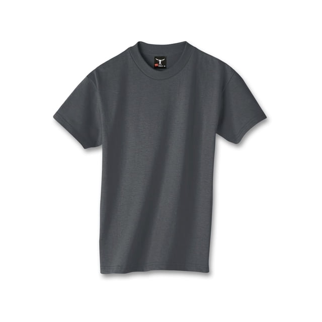 Hanes Beefy-T Boy`s T-Shirt, XS, Charcoal Heather