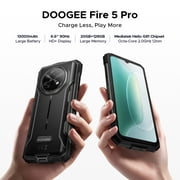DOOGEE Fire 5 Pro Rugged Phone, Android 15 with Triple Card Slot & Gemini AI, 13000mAh Battery, Octa Core, 20GB+128GB/2TB, 6.6 HD+90Hz, IP68 Waterproof, NFC/OTG