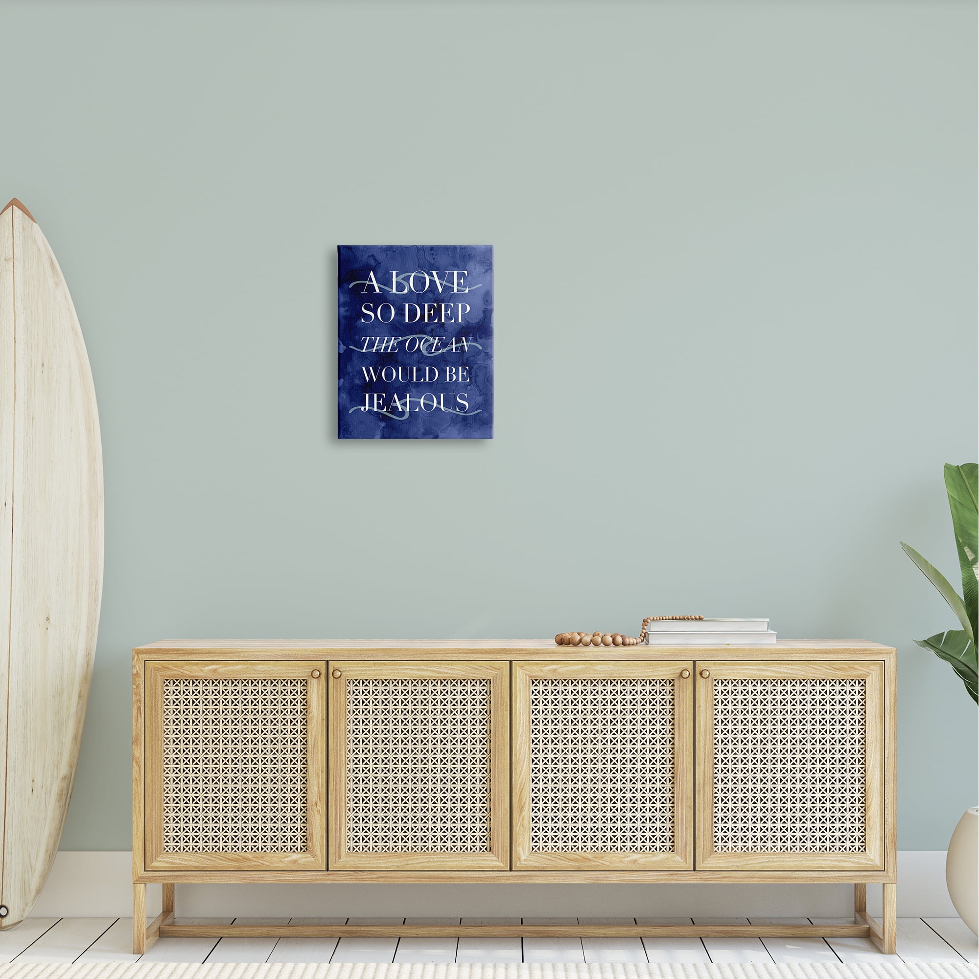 Stupell Industries Romanic Ocean Love Serif Text Watery Background Graphic Art Gallery Wrapped Canvas Print Wall Art, Design by Daphne Polselli