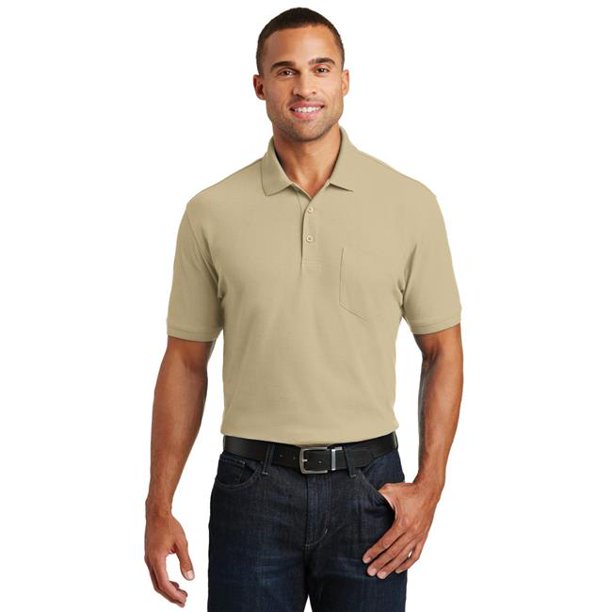 FashionFirst Mens Core Classic Pique Pocket Polo, Wheat 4XL