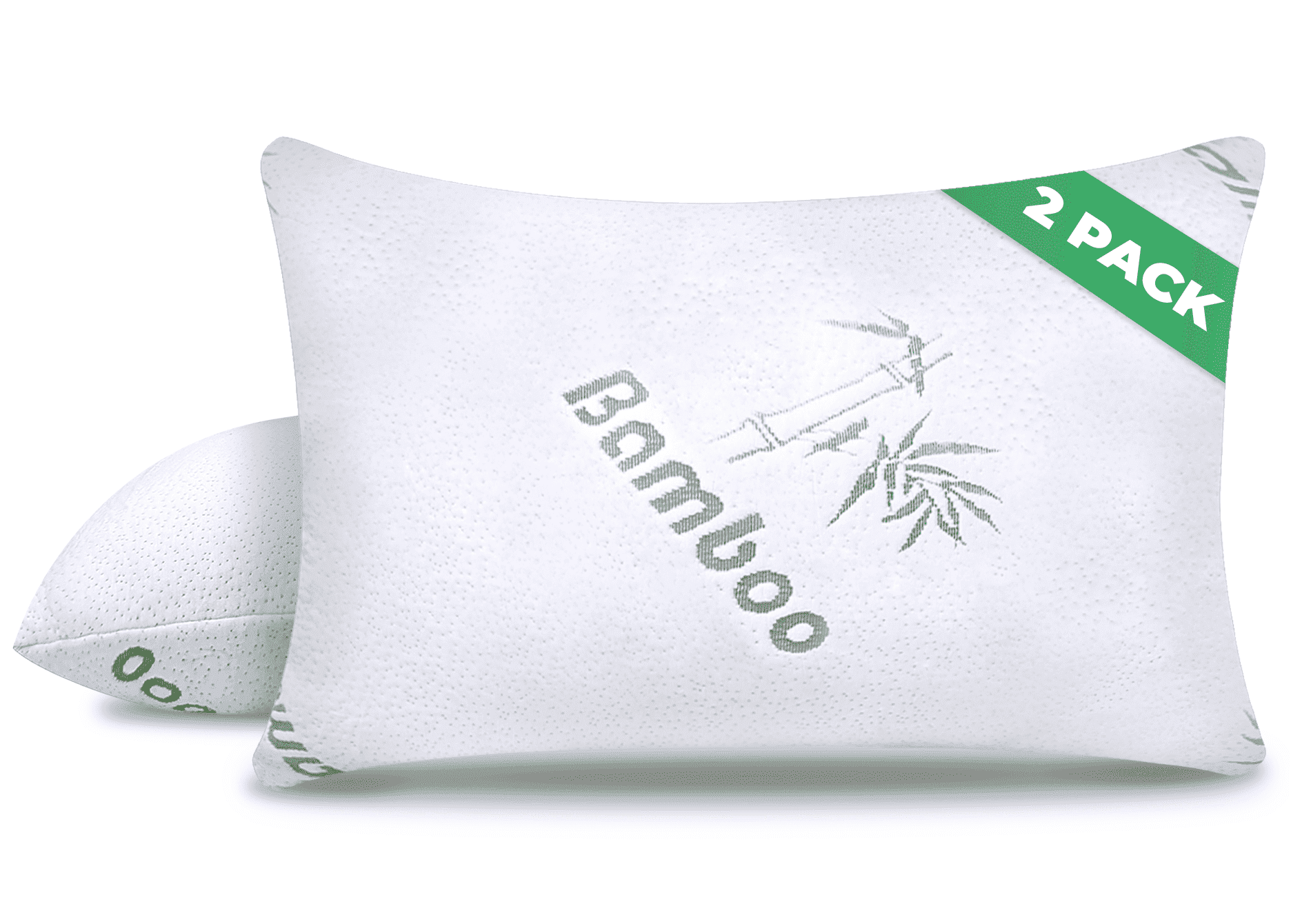 Sleepavo Memory Foam Pillows Queen Size Set of 2 - Cooling Bed Pillows for Sleeping - Back, Stomach, Side Sleeper Firm, Comfy Cool Shredded - 2 Pack, Rayon Derived from Bamboo for Adult, Teen, Kids
