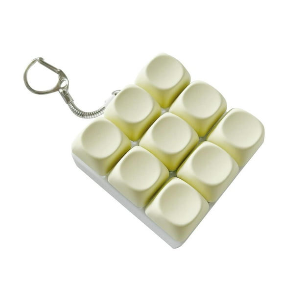 Almencla 9 Key Keyboard Keychain Mechanical Keypad for Birthday Gift Multifunctional 6x6x3cm Accessory Clicking Toy Light Yellow