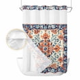 thumbnail image 2 of Orange Blue Ethnic No Hook Shower Curtain Waterproof, Bathroom Curtains with Snap in Liners and See Through Top Window, Boho Vintage Geometric Art Hotel Style Bathtub Curtains Shower 48"Wx72"L, 2 of 8