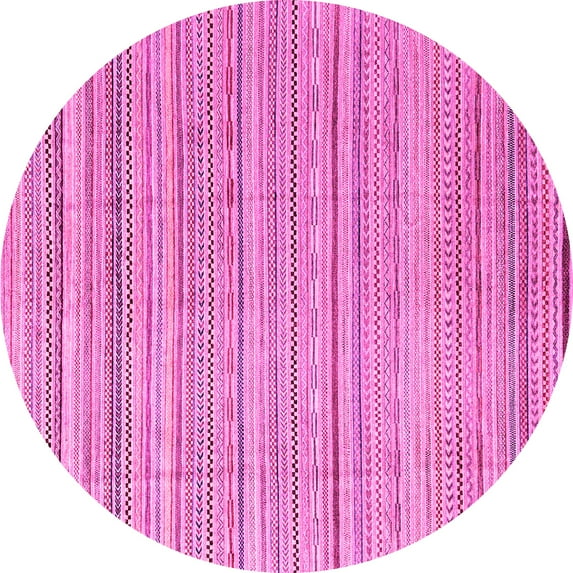 Ahgly Company Indoor Round Abstract Pink Modern Area Rugs, 8' Round