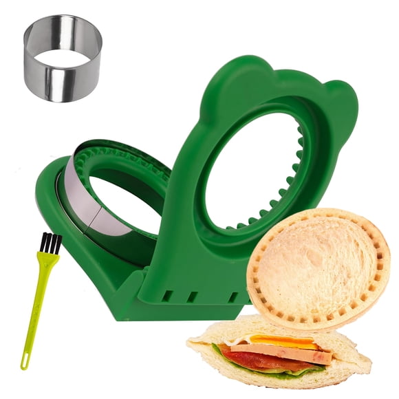 LEPCY Uncrustables Sandwich Maker Sellador Cortador Sin Corteza Sandwich Maker PB&J Uncrustable Maker - Color Verde Forma Redonda