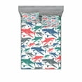 thumbnail image 2 of Ambesonne Fish Fitted Sheet & Pillow Sham Set, Colorful Shark Patterns, Twinxl, Multicolor, 2 of 3