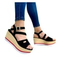 thumbnail image 4 of OAVQHLG3B Women's New Wedge Sandals Thick Sole Platform Buckle Strap Women's Shoes, 4 of 5