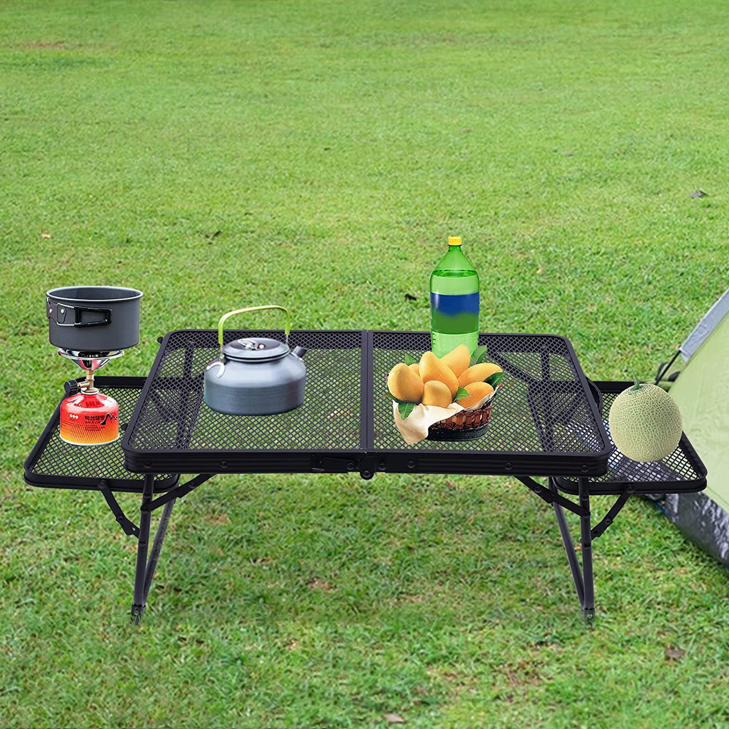 MONIPA Adjustable Height Outdoor Camping Folding Grill Table Portable