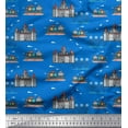 thumbnail image 1 of Soimoi Crepe Silk Fabric Ship,Castel & Bridge Architectural Fabric Prints By Yard 42 Inch Wide, 1 of 1