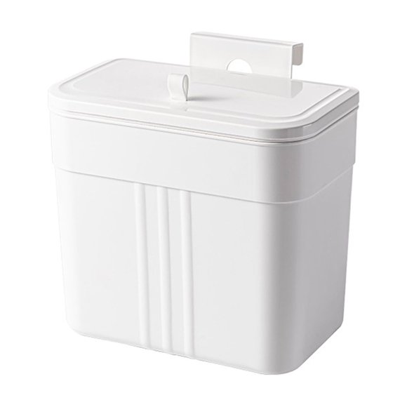 White S Wall Mounted Trash Can With Lid For Kitchen Bathroom Narrow Space Hanging Garbage Bin Small Trash Container 10.24 X 9.96 X 6.1 Inches 1.29 Lb
