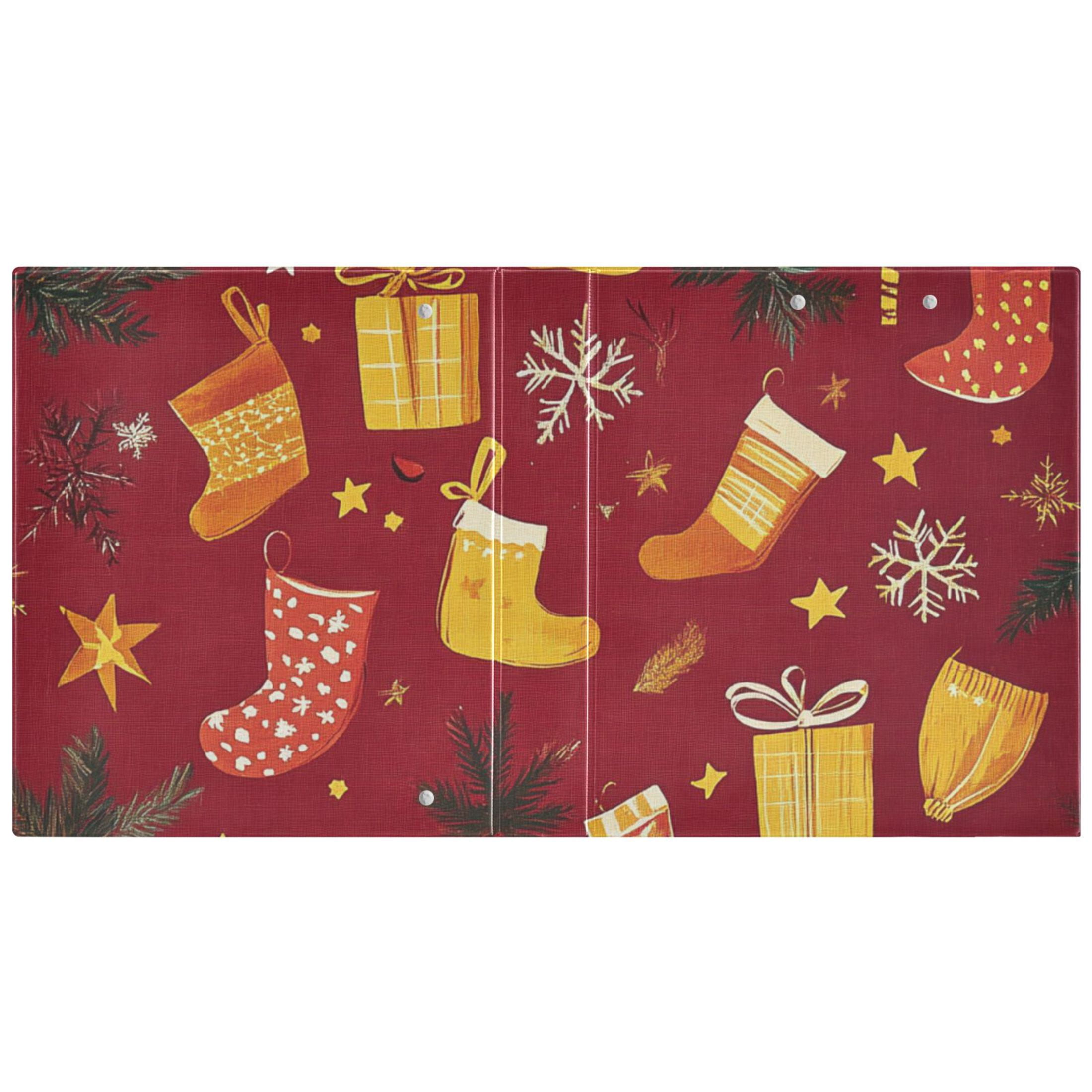 Christmas Socks Gifts 3 Ring Binders 1.5 inch Hardcover File Folders with Interior Pockets A4 Size Organizer for School Office Hospital Set of 2