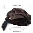 thumbnail image 3 of OJSFQUFP Men's Feather Hat Retro Flat Top Beret Medieval Costume Headdress, 3 of 5