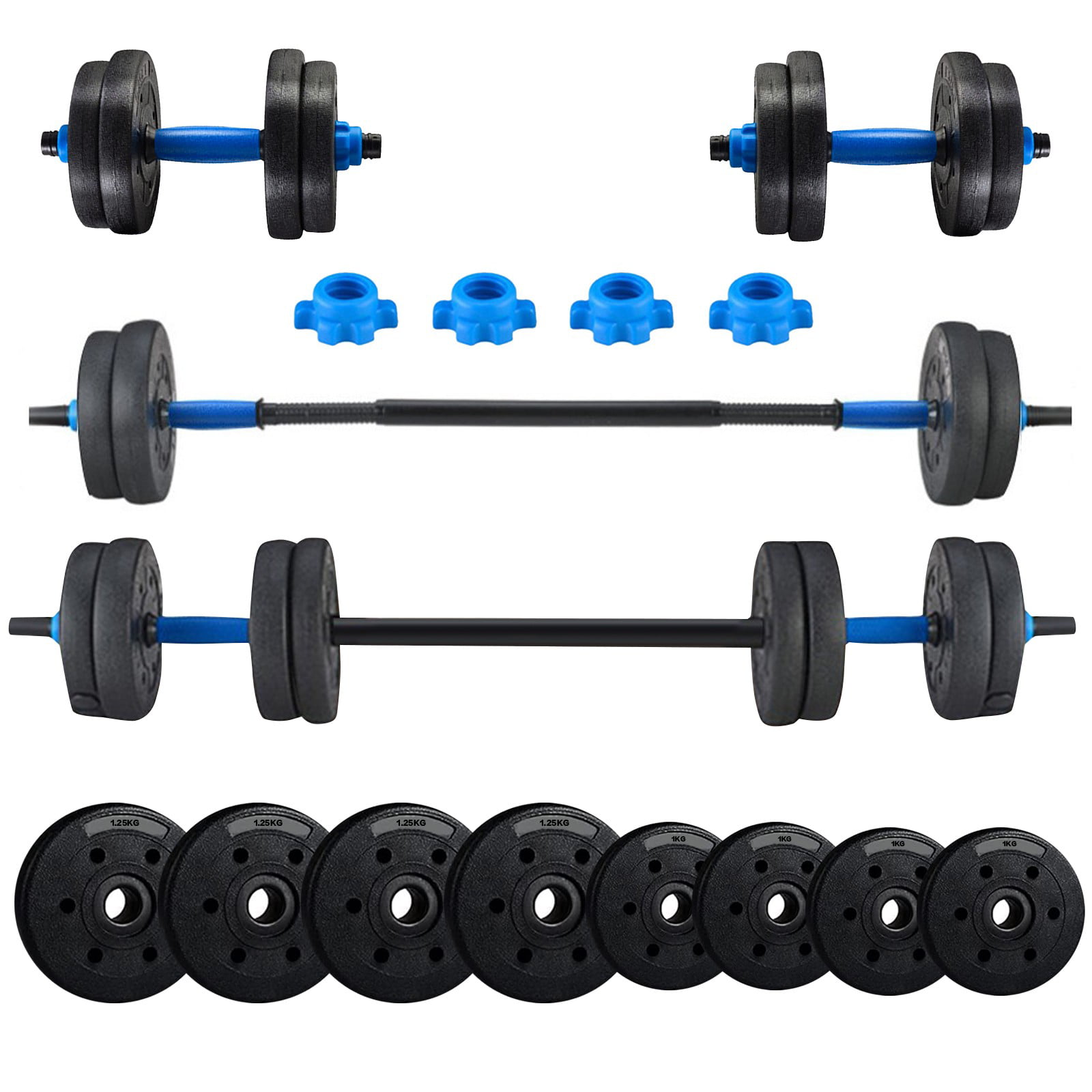 2-IN-1 Weight Dumbbell Set 110LBS Adjustable Cap Gym Barbell Plates Body Workout 