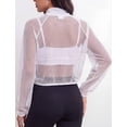thumbnail image 3 of FEOYA Lightweight Bomber Jacket Women Mesh Ladies Summer Sheer Cropped Long Sleeve Jacket Zipper Up With Pocket L White, 3 of 7