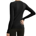 thumbnail image 4 of Htigea Yoga Workout Tops for Women Texture Long Sleeve Crewneck Shirts Stretchy Slim Athletic Tee Lightweight Breathable Training T-Shirts Black XL, 4 of 5