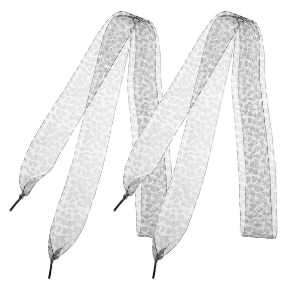 Worgeous Cute Leopard Print Shoelaces for Sneakers Wide Flat Polyester Grey Fun Shoe Laces 40cm