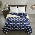 thumbnail image 2 of Dearfoams 4-Piece Navy Bear 100% Polyester Fill Comforter Set, King - Includes Throw and Two Eye Masks, 2 of 12