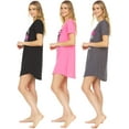thumbnail image 3 of 3 Pack: Woman's 100% Cotton Soft Printed Short Sleeve Sleep Dress Night Gown Pajama Shirt X-Large, Set B, 3 of 7