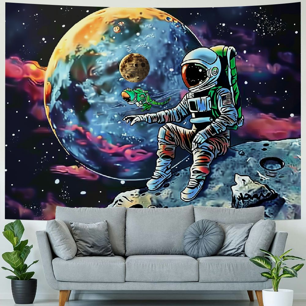 BCIIG Funny Space Astronaut Alien Tapestry for Men Guys Bedroom Cool Trippy Universe Planet Art Tapestries Wall Hanging College Dorm Boys Room Decor Walmart