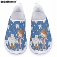 thumbnail image 1 of Doginthehole - Zapatos de enfermera informales de verano para mujer, bonitos zapatos planos transpirables con estampado de dientes de dibujos animados, zapatillas clásicas sin cordones, 1 of 5