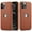 Brown, variant on MOHEYO Slim Logo View Saffiano Leather Thin Cover Case for iPhone 11 - Red