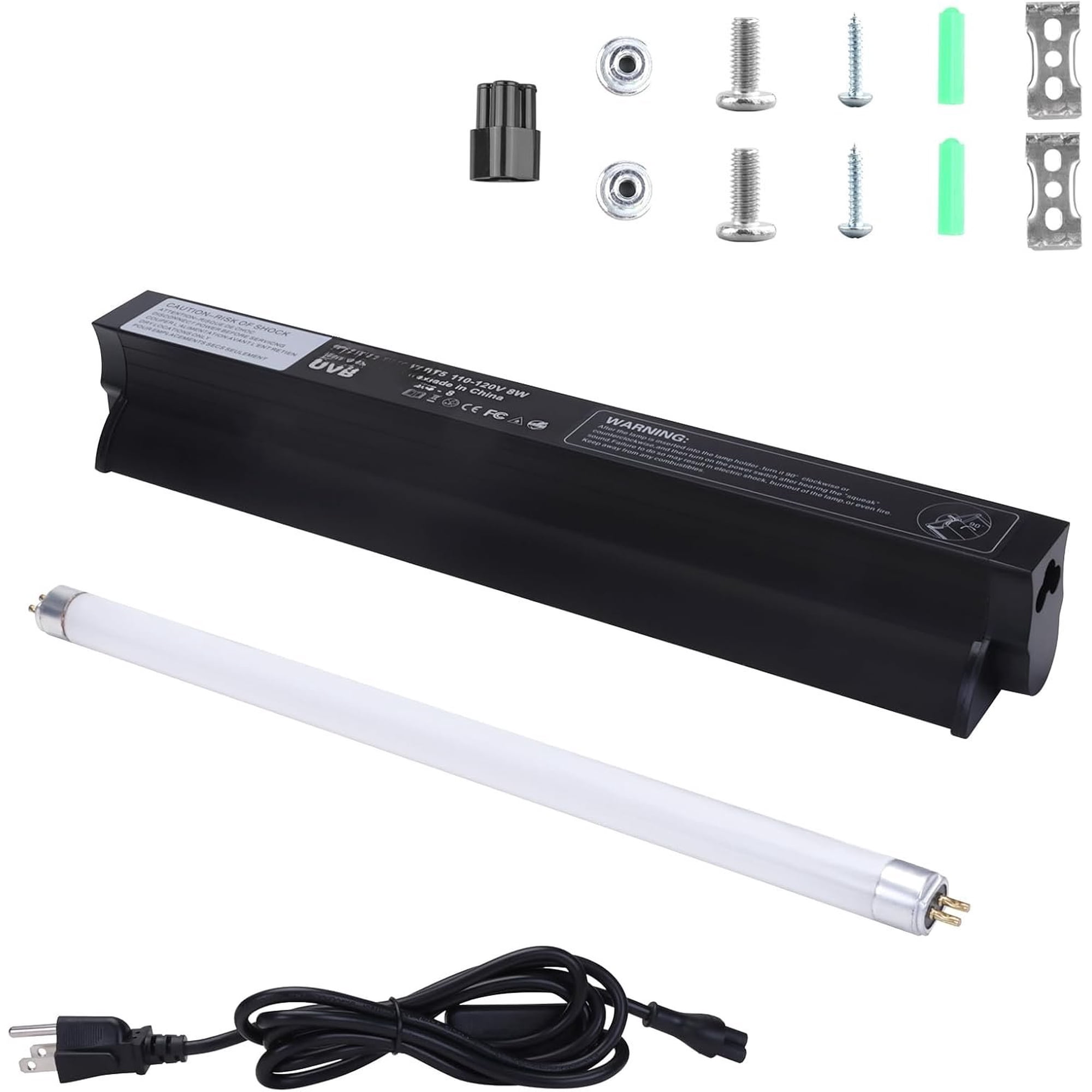 T5 HO UVB Reptile Light Fixture 5.0 8W Light Combo Kit 12 Inch Light Fixture Reptile Terrarium with 8W Reptile Light Bar for Bearded Dragon Lizards Turtle
