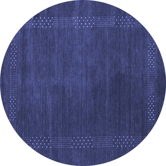 Ahgly Company Indoor Round Abstract Blue Contemporary Area Rugs, 8' Round
