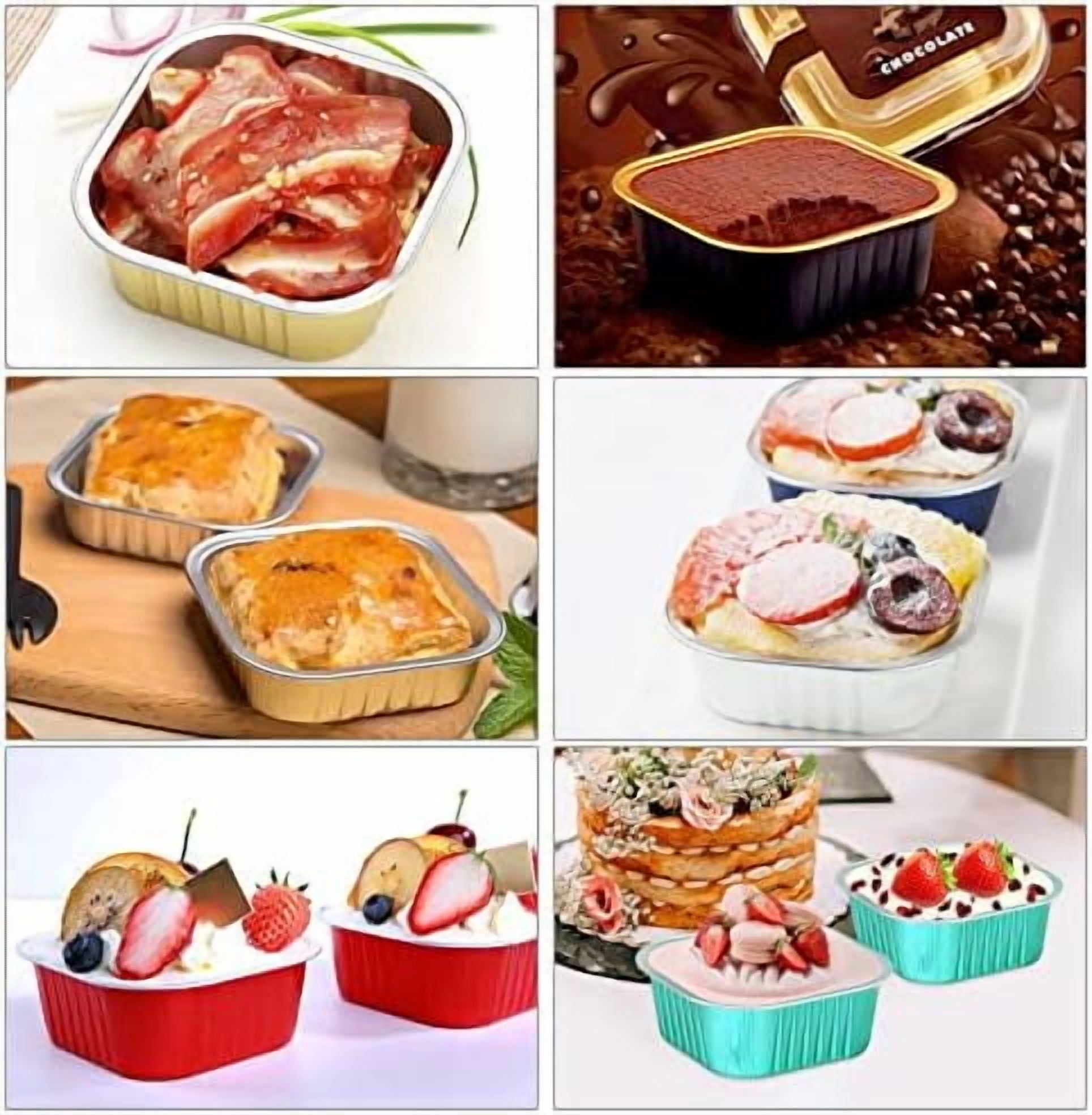 5oz/80pack Mini Cake Pans with Lids, Disposable Ramekins Muffin Tins Cupcake Baking Cups,Small Aluminum Foil Brownie Baking Pan Containers Mini Cheesecake Holders-Black