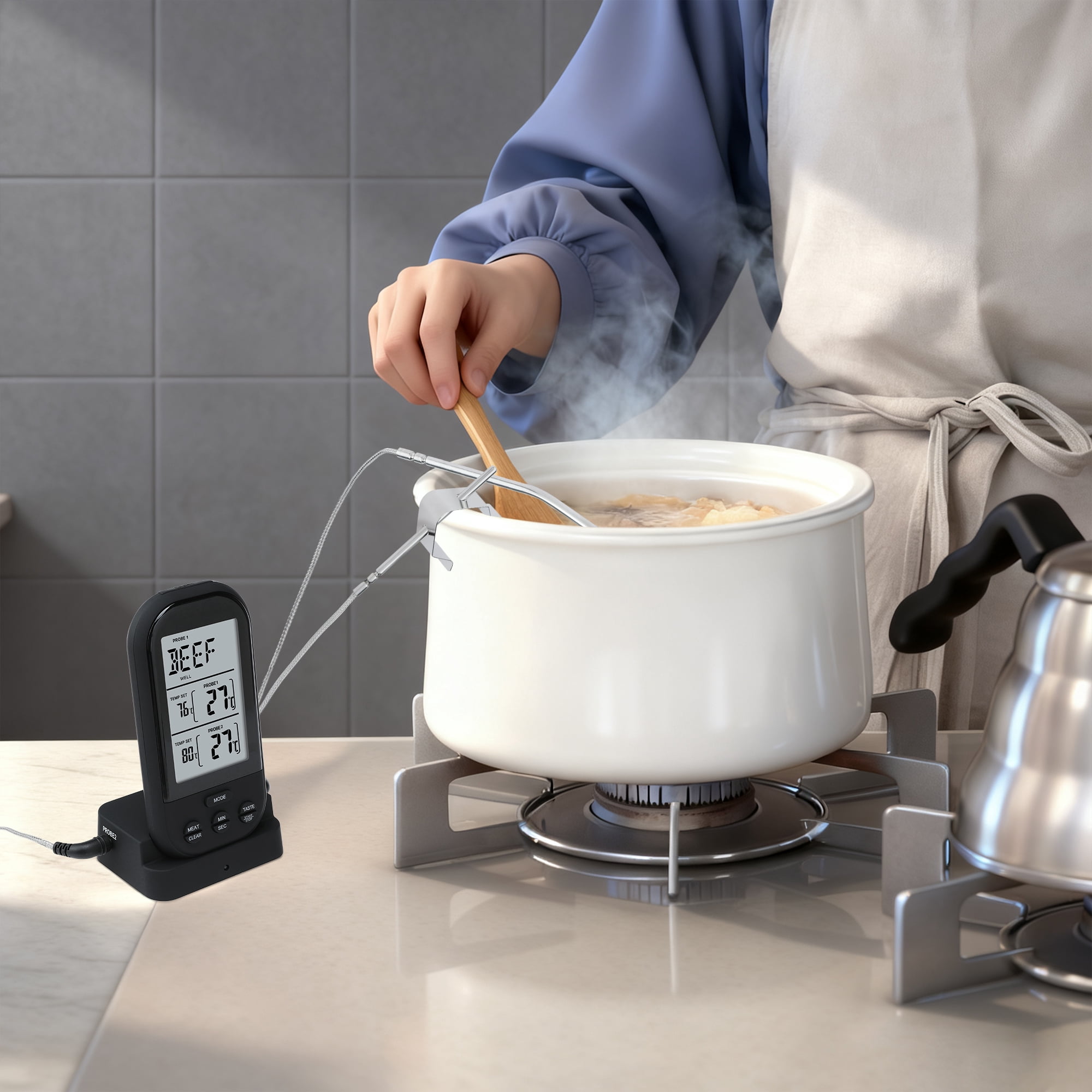 Unique Bargians Wireless Meat Thermometer Instant Read Food Thermometer Black