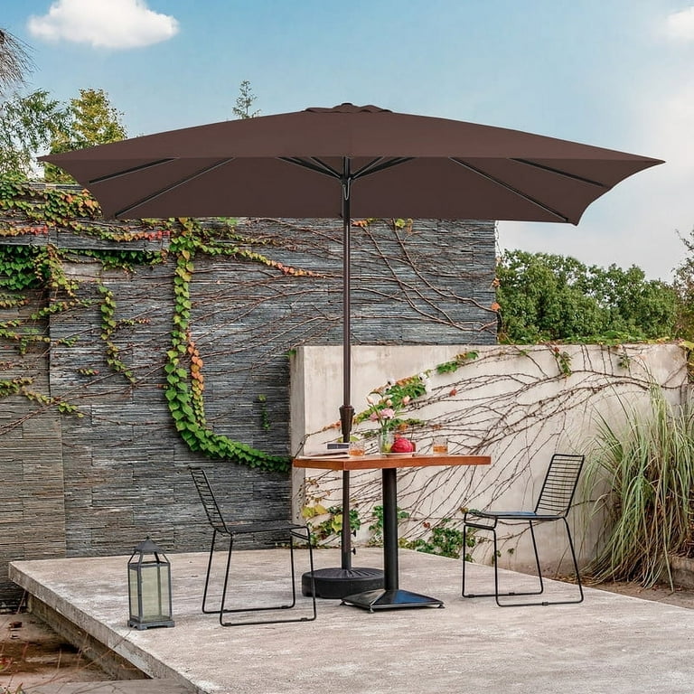 brown patio umbrella JUSTLET 8'x10' Rectangular Outdoor Patio Umbrella, Brown, Waterproof UV  Resistant