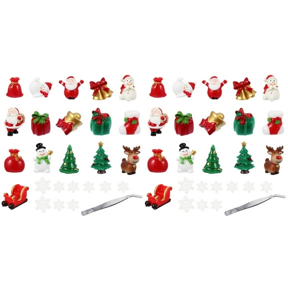 Jiyike 54 Pcs Mini Christmas Resin Kit Christmas Cartoon Ornaments Landscape Decor
