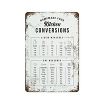 Black And White Kitchen Conversion Chart tin sign Prints Wall Art Decor , Kitchen Guide Cheat Sheet Painting Picture Decor,Retro style, farmhouse , bar, garage, tin sign 8 x 12 inches