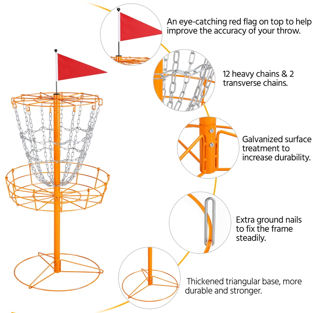 Alden Design 12-Chain Disc Golf Goal Target Practice, Orange
