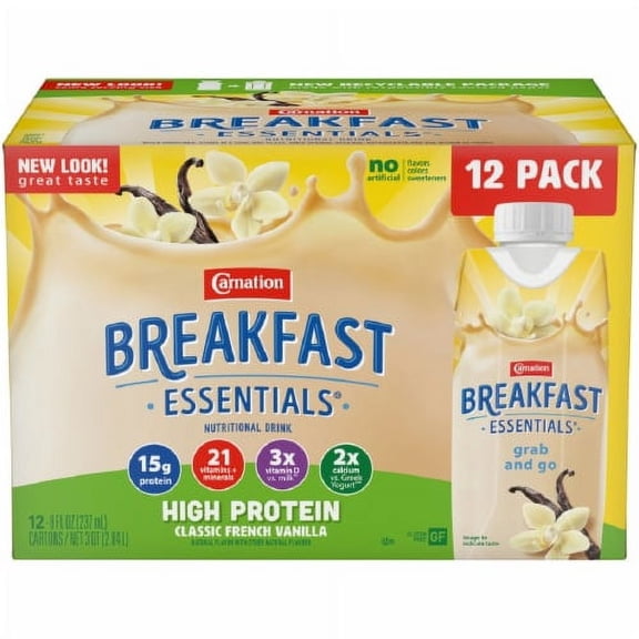 Carnation Breakfast Essentials Classic French Vanilla Nutritional Drink - 8 fl oz - 12 ct