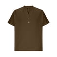 thumbnail image 5 of UVEASISHA Mens V Neck T Shirts Cotton Linen Casual Button Up Shirt Big and Tall Short Sleeve Lightweight Henley Shirts Lightweight Breathable Summer Tops Brown XXXXXL, 5 of 9