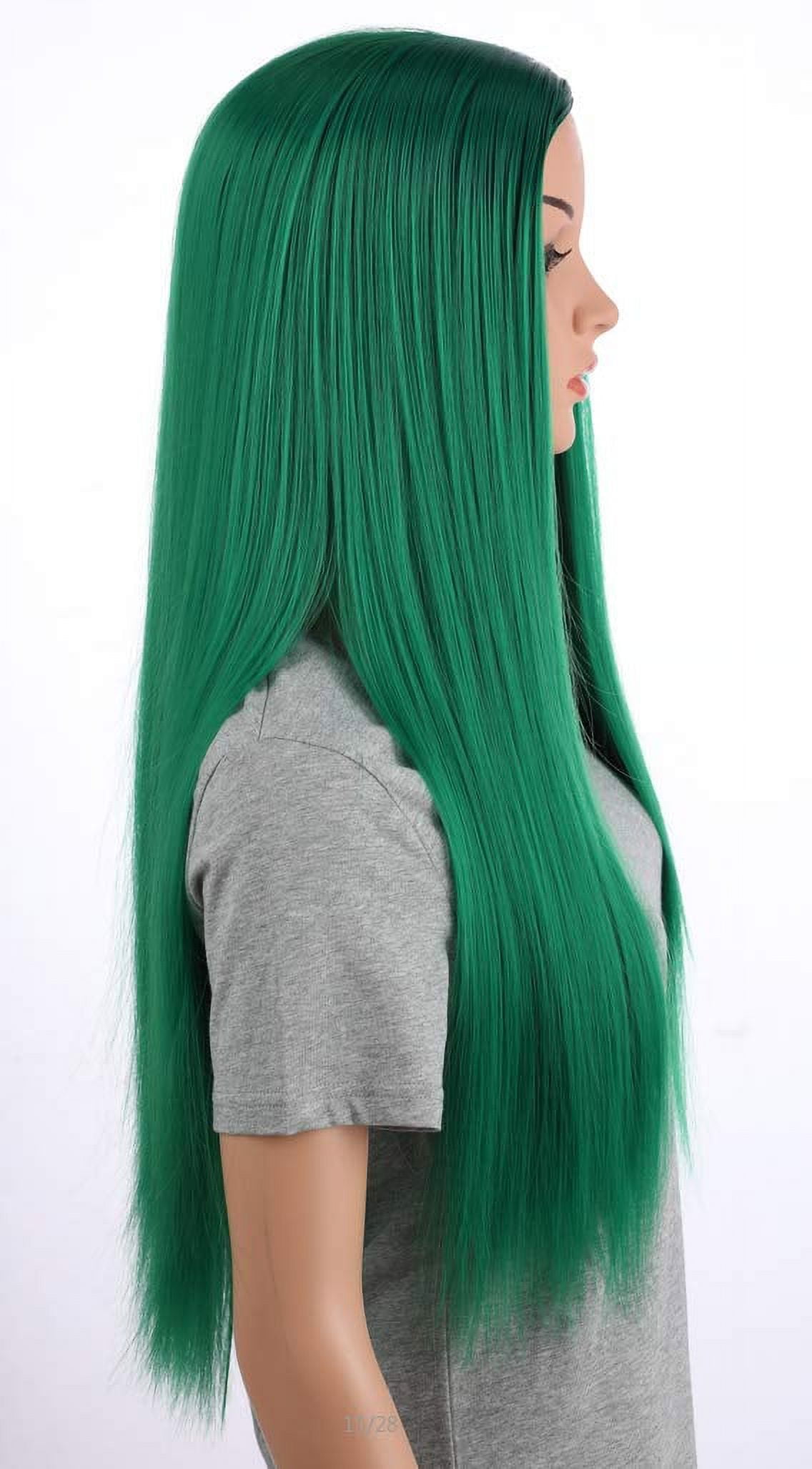 Onedor 31 Inches Green Straight Long Synthetic Hair Women Full Head Cosplay Wig with Wig Cap