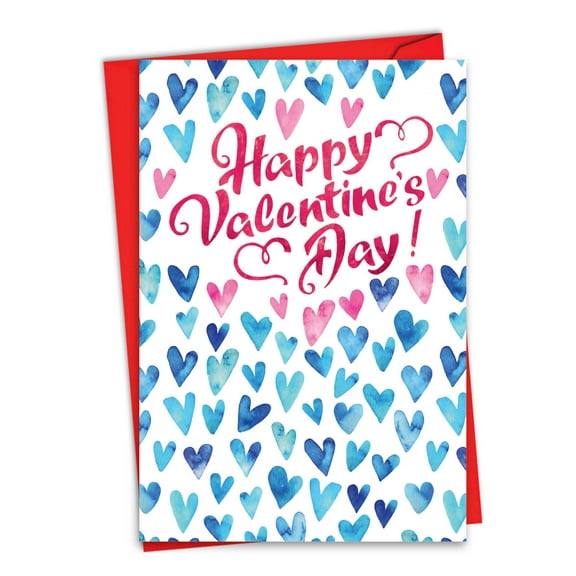 C3503VDG Humor Valentine's Day Greeting Card 'Blue Hearts' with Envelope by NobleWorks