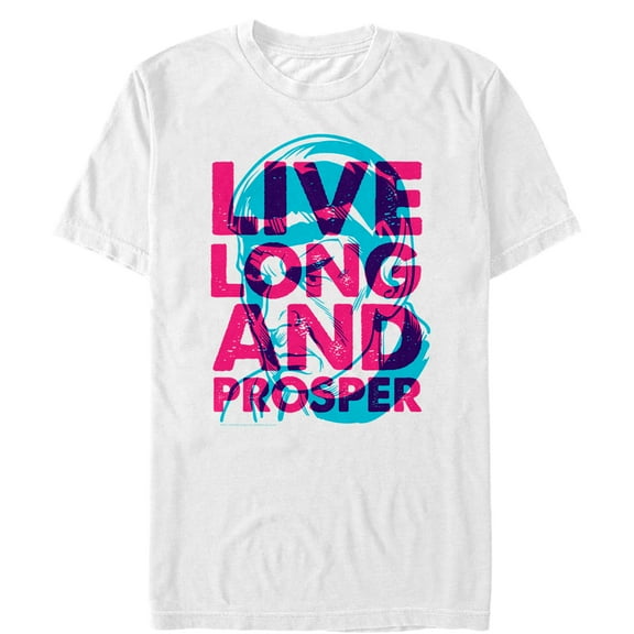 Men's Star Trek Spock Live Long & Prosper 3D Graphic Tee White Medium