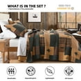 thumbnail image 3 of PANGUSHAN 100% Cotton King Quilt Set, Farmhouse Plaid King Size Quilt Bedding Set Bedspreads, Reversible Quilted Lightweight Comforter, Brown/Dark Green Bed Spread for King Bed, 3 Pieces, 3 of 11