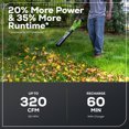 thumbnail image 3 of Greenworks 24V 320 CFM Cordless Leaf Blower, 2.0Ah USB Battery and Charger Included, 3 of 9